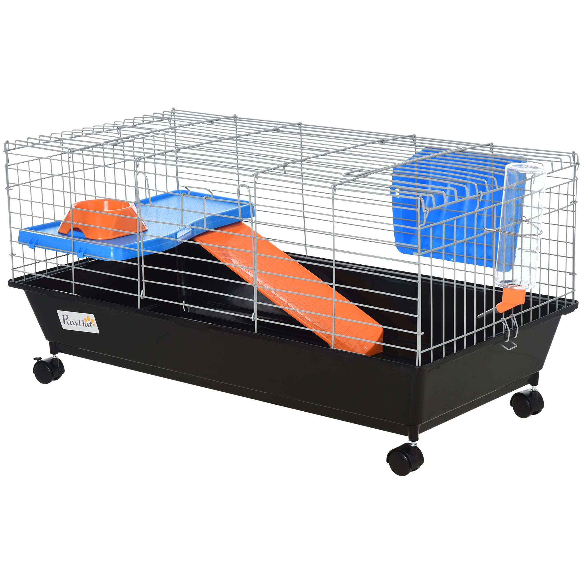 Steel Small 2-Tier Small Animal Cage w/ Accessories Blue/Orange