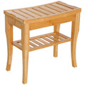 Bamboo Bathroom Shower Bench with Lower Shelf - Natural Color