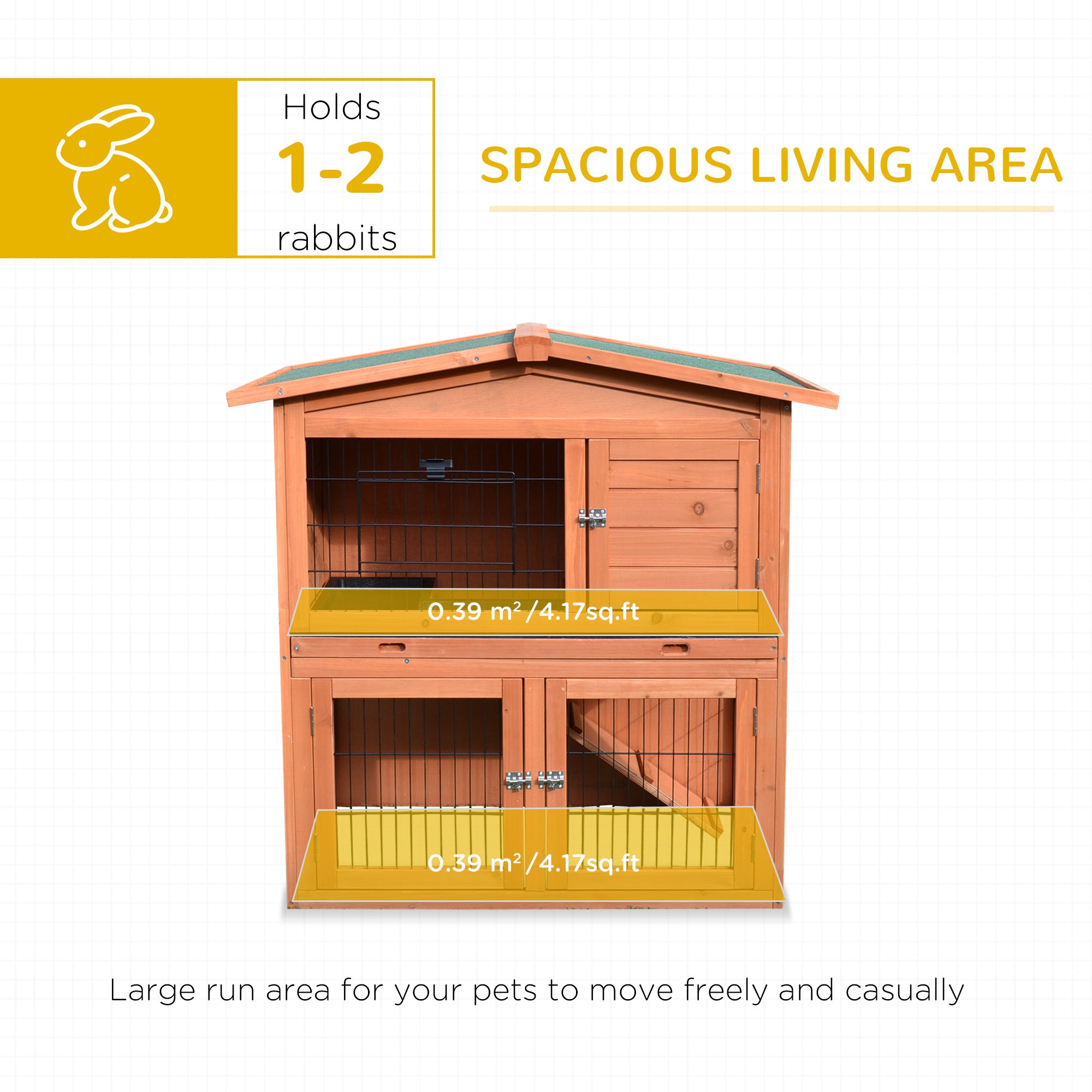 2 Tier Rabbit Hutch Guinea Pig Hutch Ferret Cage with Ramp Slide Out Tray for Indoor Outdoor 100.5 x 55 x 101 cm