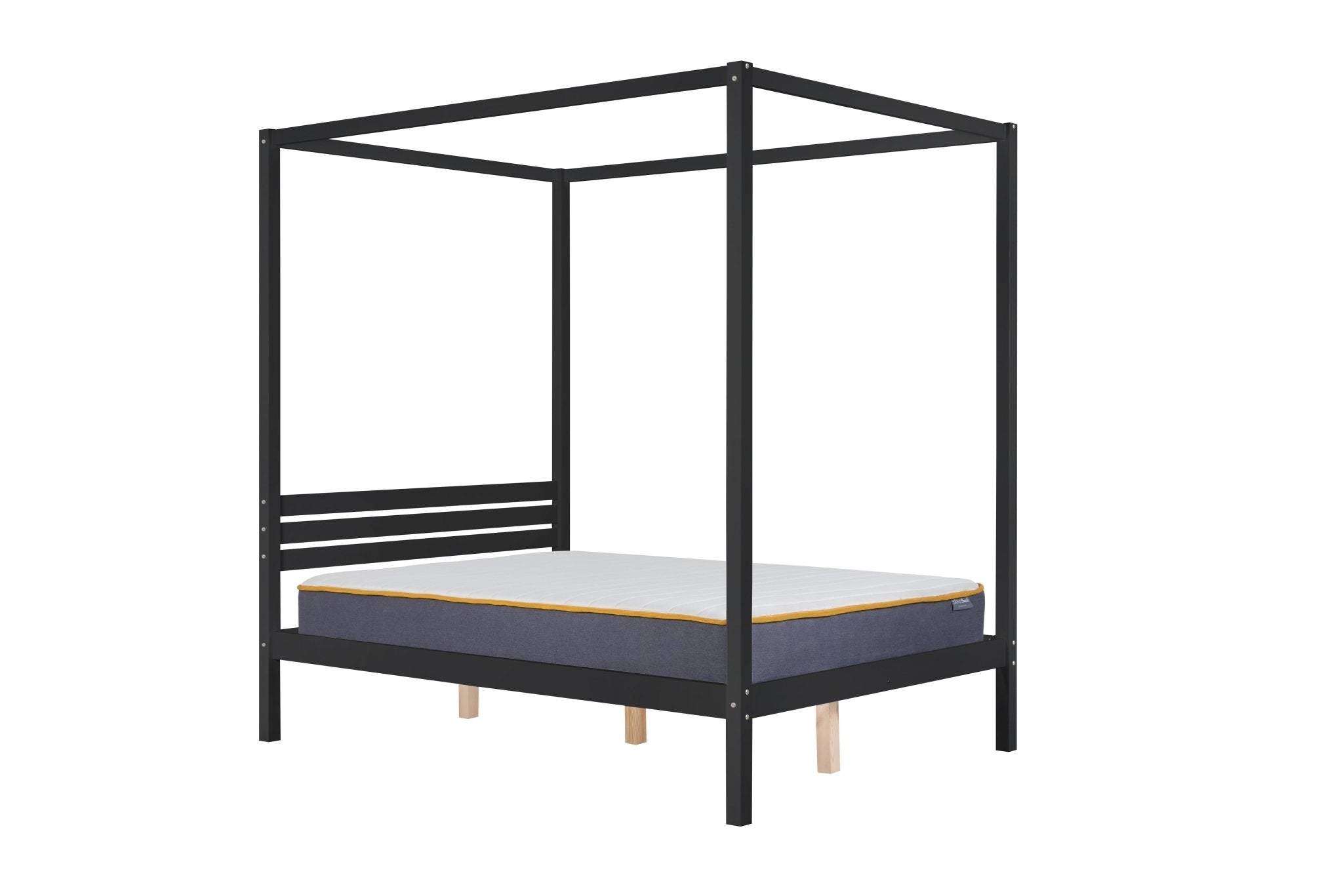 Mercia Four Poster Double Bed Black - Bedzy UK modern and affordable home furniture England