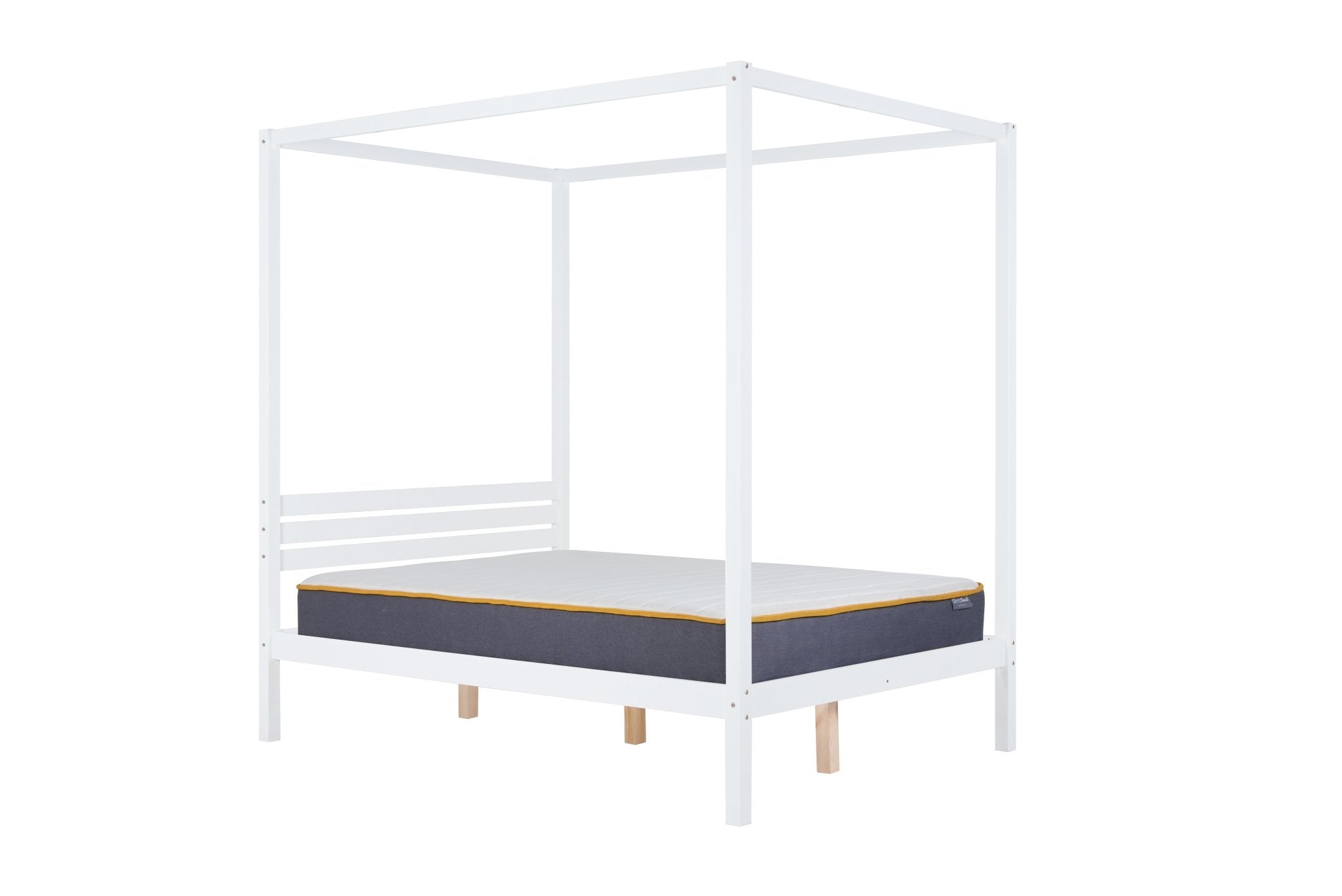 Mercia Four Poster Double Bed White - Bedzy UK modern and affordable home furniture England