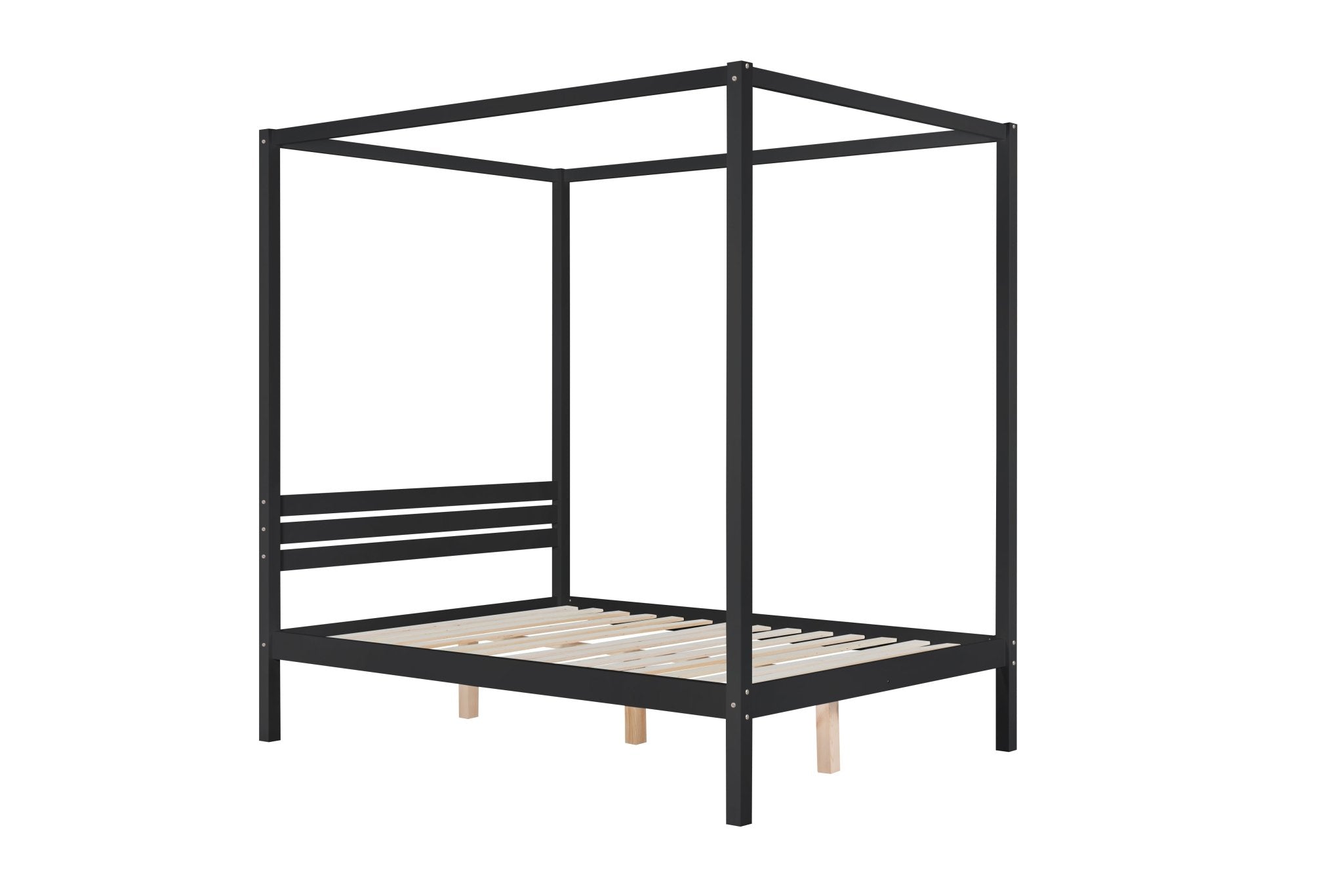 Mercia Four Poster Double Bed Black - Bedzy UK modern and affordable home furniture England