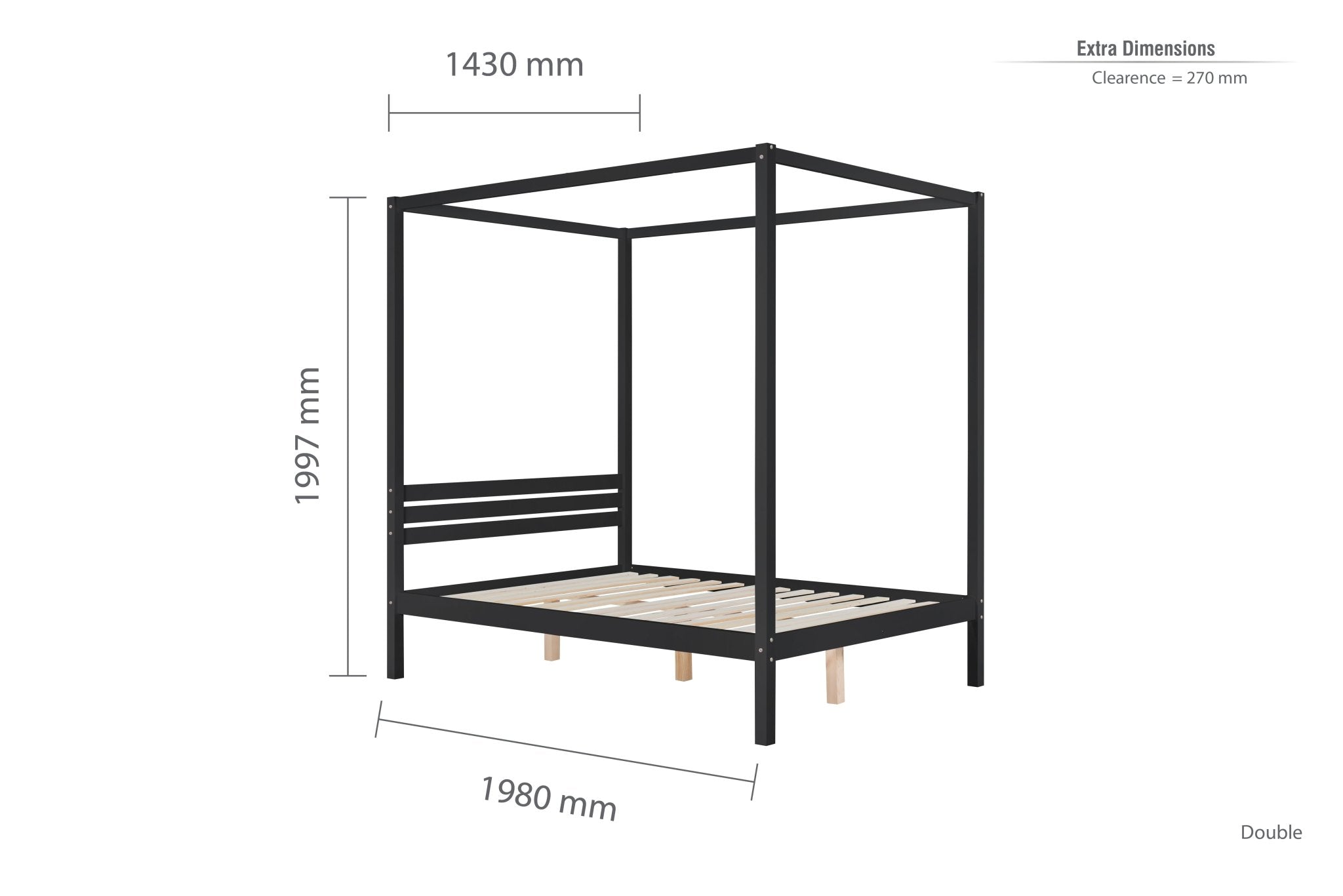 Mercia Four Poster Double Bed Black - Bedzy UK modern and affordable home furniture England