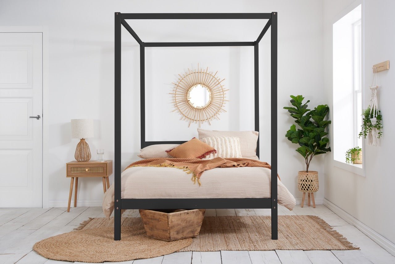 Mercia Four Poster Double Bed Black - Bedzy UK modern and affordable home furniture England