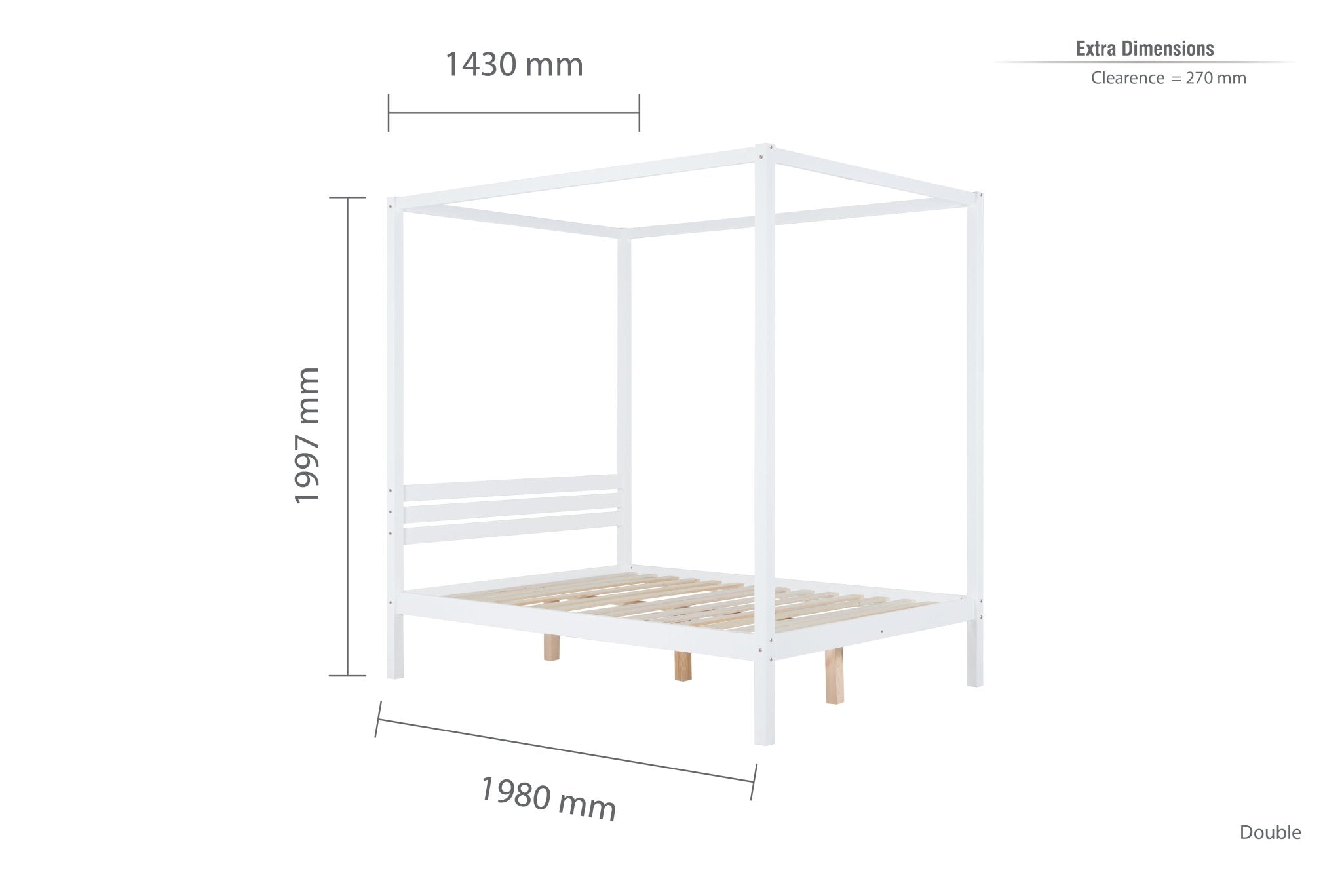 Mercia Four Poster Double Bed White - Bedzy UK modern and affordable home furniture England