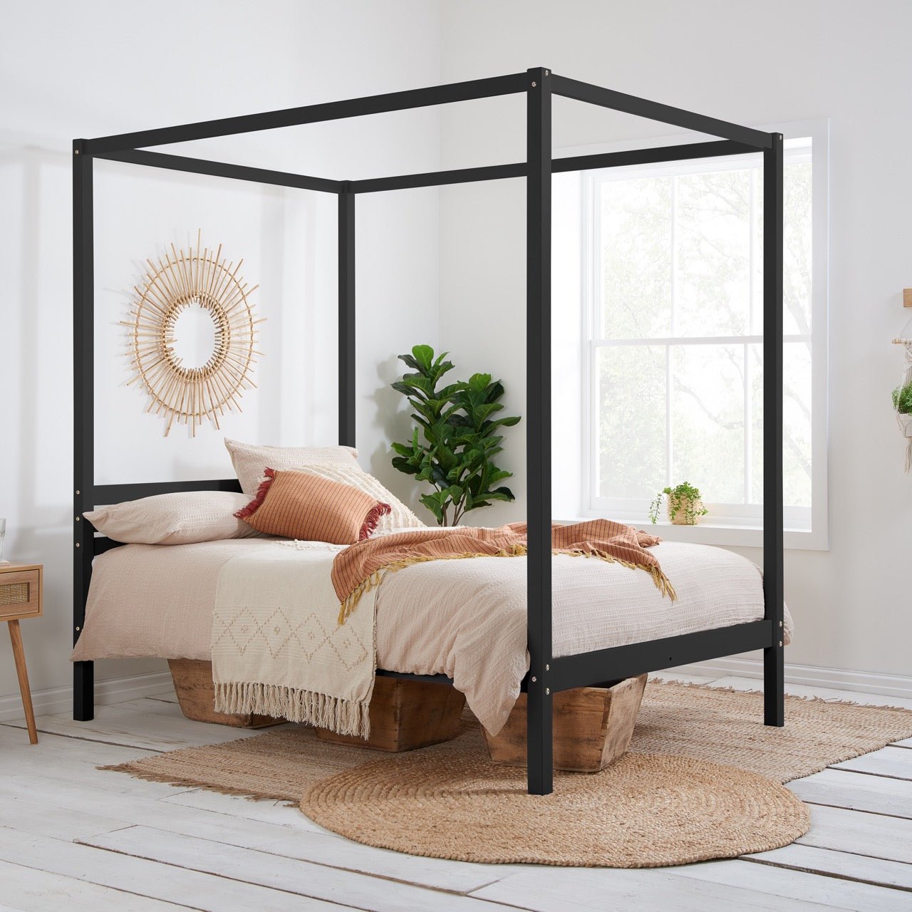 Mercia Four Poster King Bed Black - Bedzy UK modern and affordable home furniture England