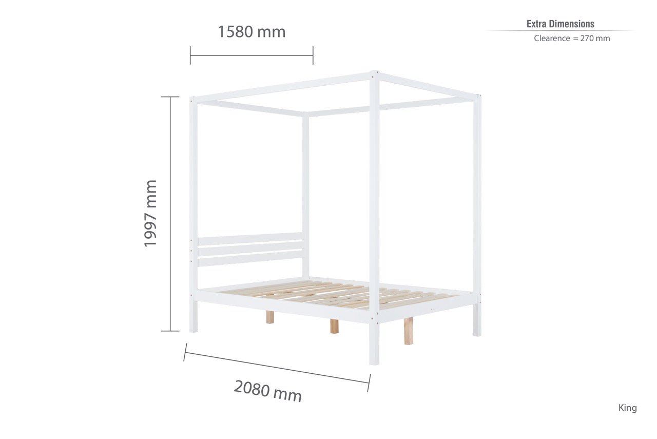 Mercia Four Poster King Bed White - Bedzy UK modern and affordable home furniture England