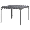 3 x 3 Metre Aluminium Outdoor Pergola with Retractable Roof - Grey