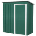 5 x 3ft Galvanised Steel Garden Storage Shed with Sliding Door - Green