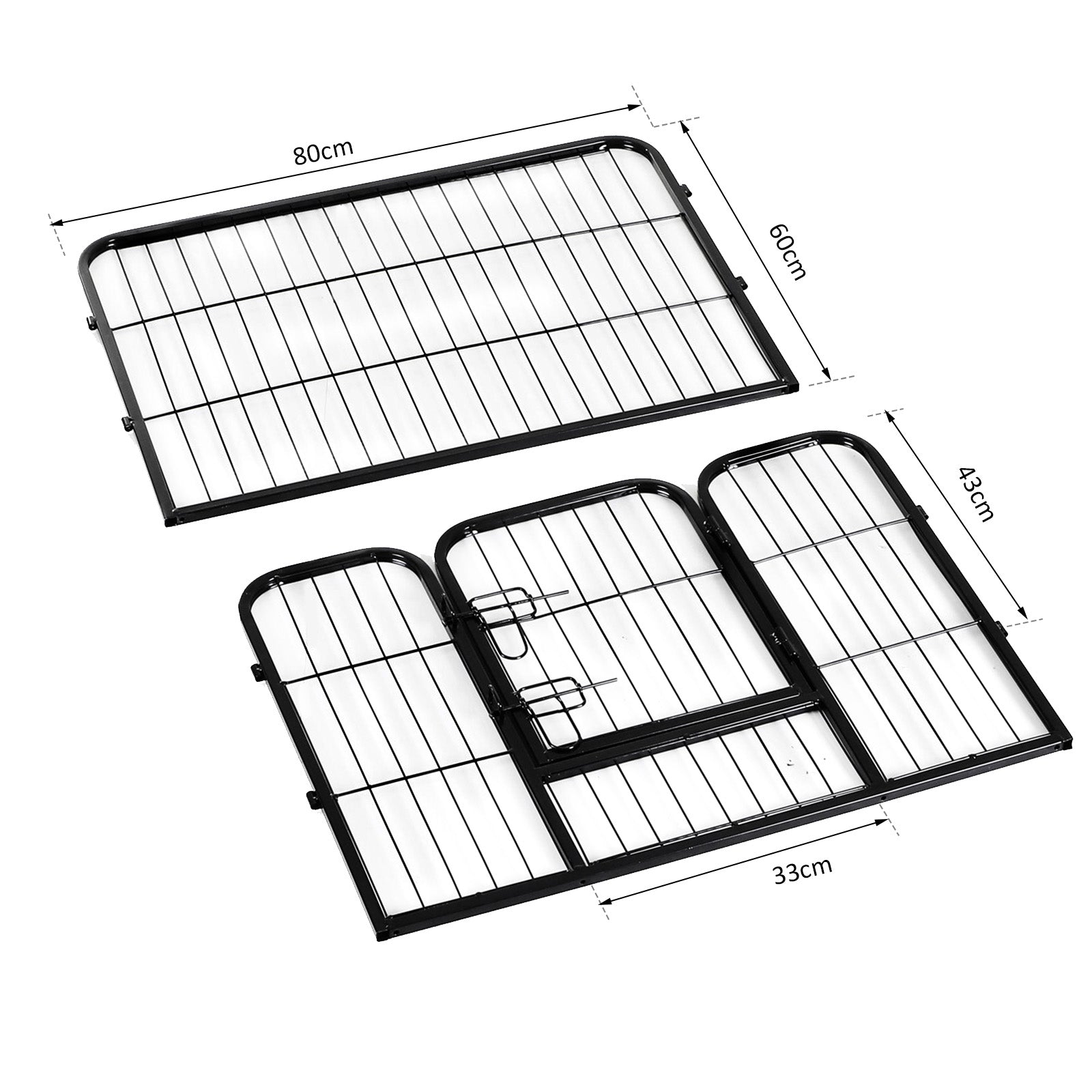 Heavy Duty Dog Pet Puppy Metal Playpen Play Pen Rabbit Pig Hutch Run Enclosure Foldable Black 80 x 60 cm (Small)