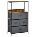 Storage Chest with 4 Fabric Drawers Bedroom and Living Room Cabinet - Black