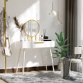 Modern Dressing Table with Round Mirror and 2 Drawers for Bedroom & Living Room - White