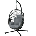 Outdoor Swing Chair with Padded Cushion and Steel Stand - Grey