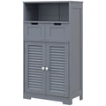 Freestanding Bathroom Storage Cabinet with Adjustable Shelf and Drawers - Grey