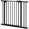 Adjustable Metal Dog Gate 74-87cm Wide with Automatic Closing - Black