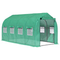 4 x 2 Metre Galvanised Frame Polytunnel Greenhouse with Windows and Door - Green
