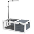 Adjustable Lamp Tortoise Table with Wooden House, Pull-out Trays & Openable Lids - Grey
