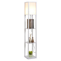 Standing Lamp with 4-Tier Storage Shelf Floor Light - White