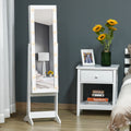 Full Body Mirrored Jewelry Cabinet with LED Light and 3-Angle Adjustable Mirror for Rings, Earrings, Bracelets, Cosmetics - Warm White