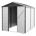 9x6ft Galvanised Metal Garden Shed with Lockable Door and Window - Dark Grey