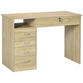 Computer Desk 110x50x76 cm with Lockable Drawer and Storage Shelf - Oak