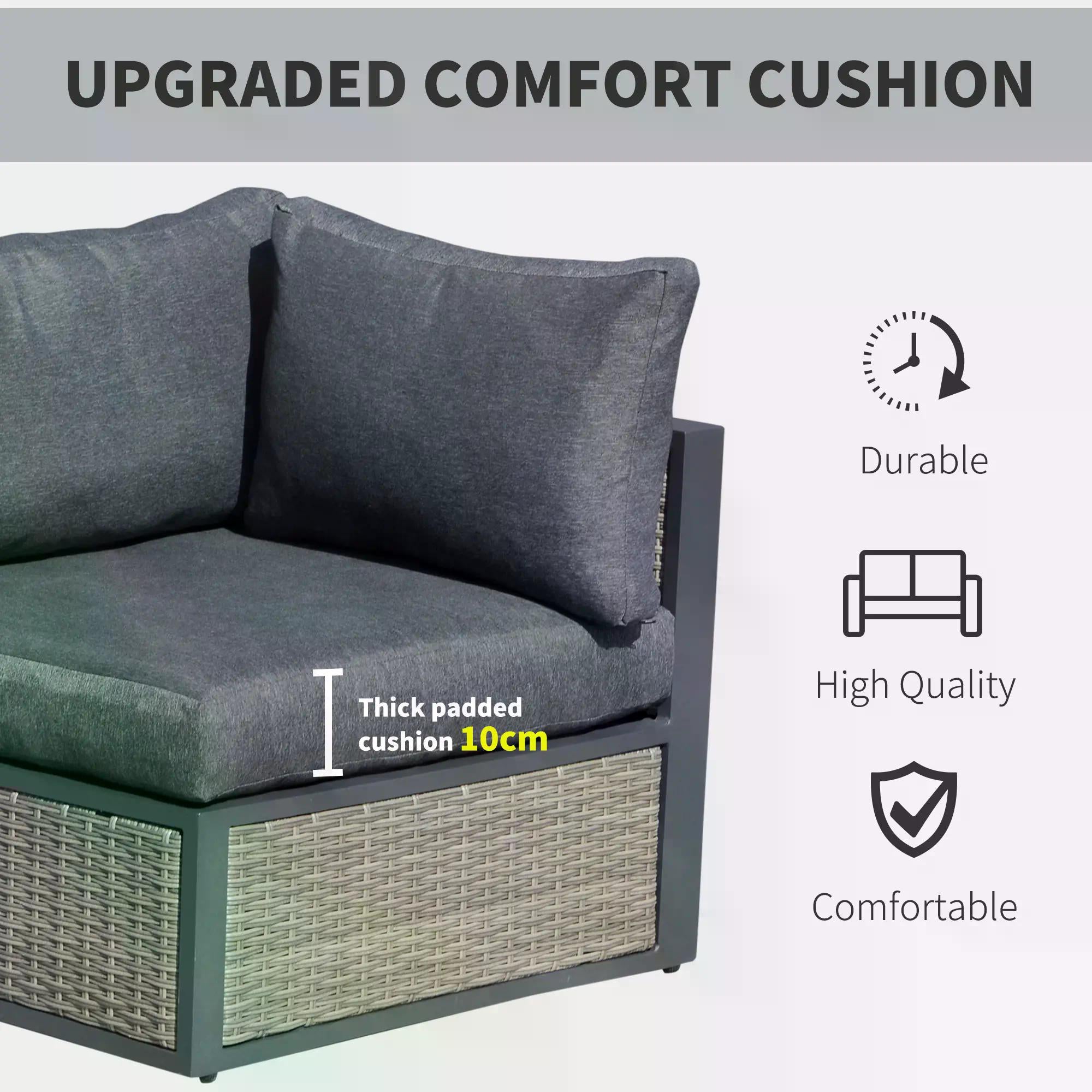 5-Seater Garden PE Rattan Sofa Sofa Set w/ Coffee Table and Padded Cushion, Grey