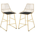 Modern Gold Bar Stools Set of 2 with Removable Cushions - Gold