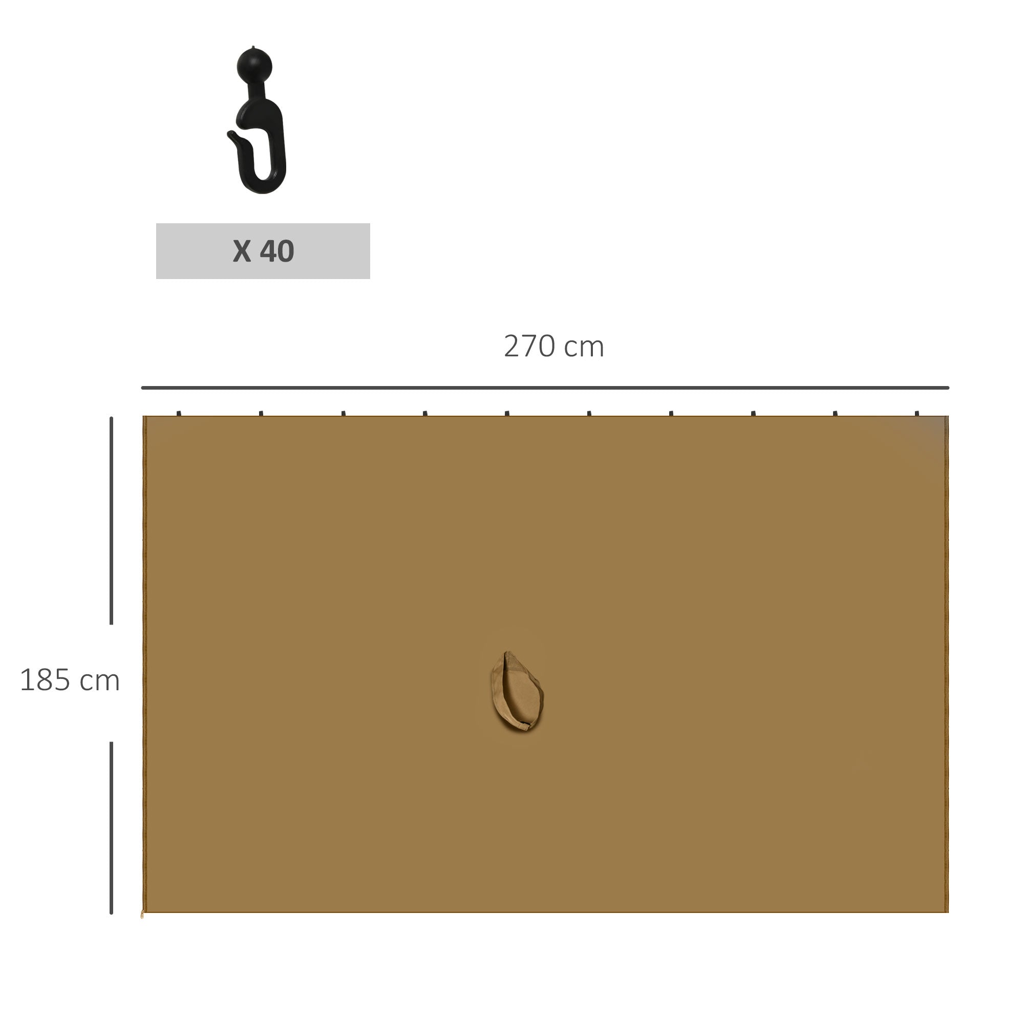 Replacement Gazebo Curtain 4-Panel Sidewalls with Zipper for 3 x 3 (M) Yard Gazebos Canopy Tent Brown