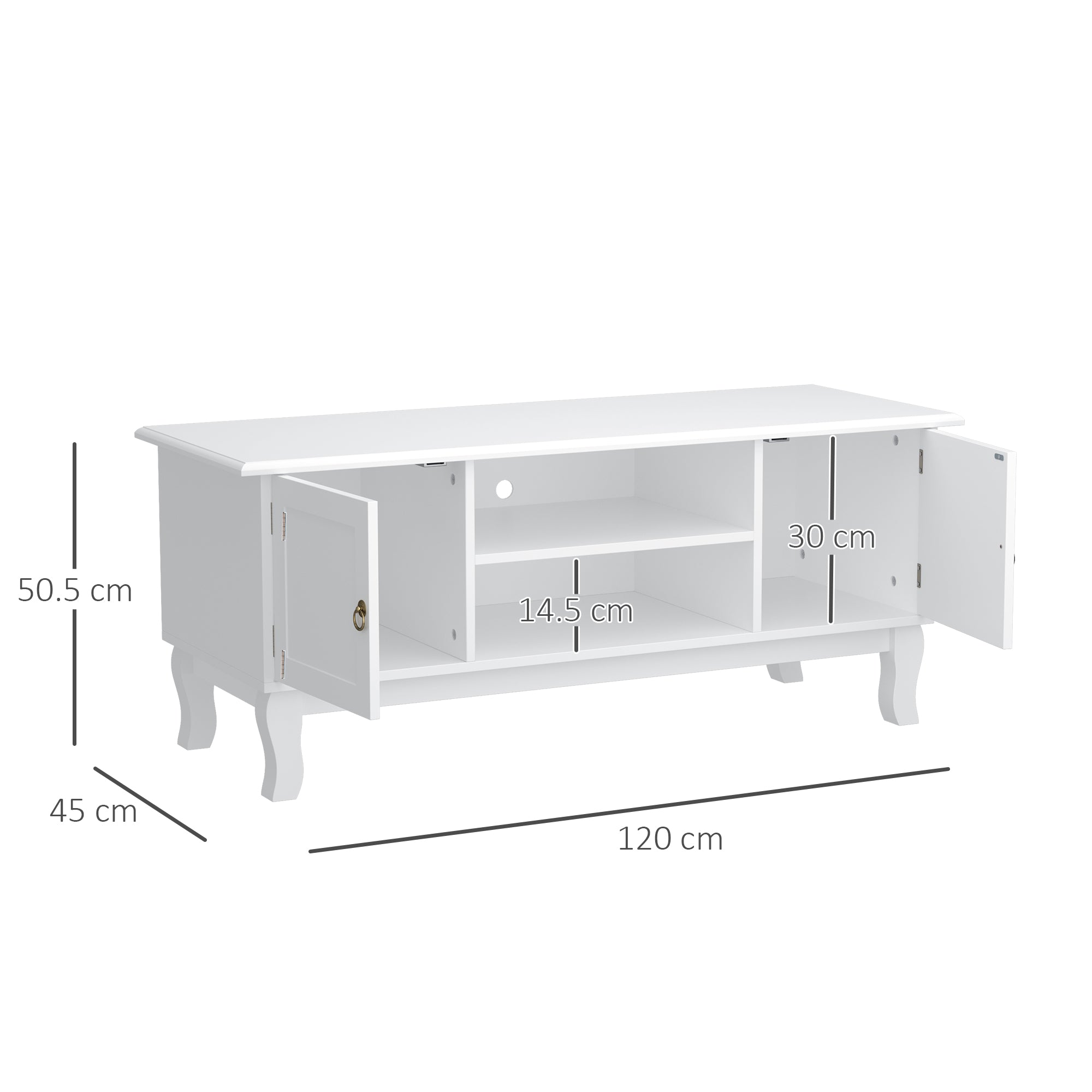 TV Stand Unit Corner Table, MDF-Ivory White