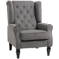 Retro Wingback Accent Chair with Button Tufted Design - Dark Grey