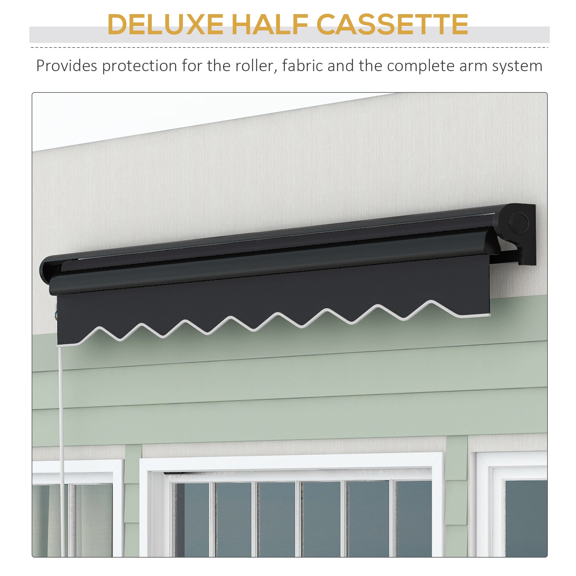 Electric Retractable Patio Awning with LED Lights - Grey