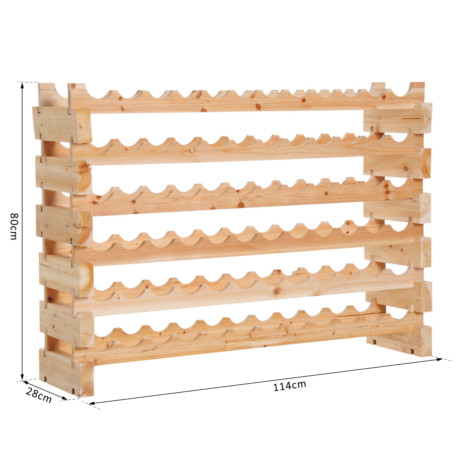 Wooden Wine Rack 6 Tier Shelf for 72 Bottles Shelving Storage Holder