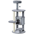 112cm Cat Tree Tower Climbing Kitten Activity Center with Jute Scratching Post and Hanging Toys - Dark Grey