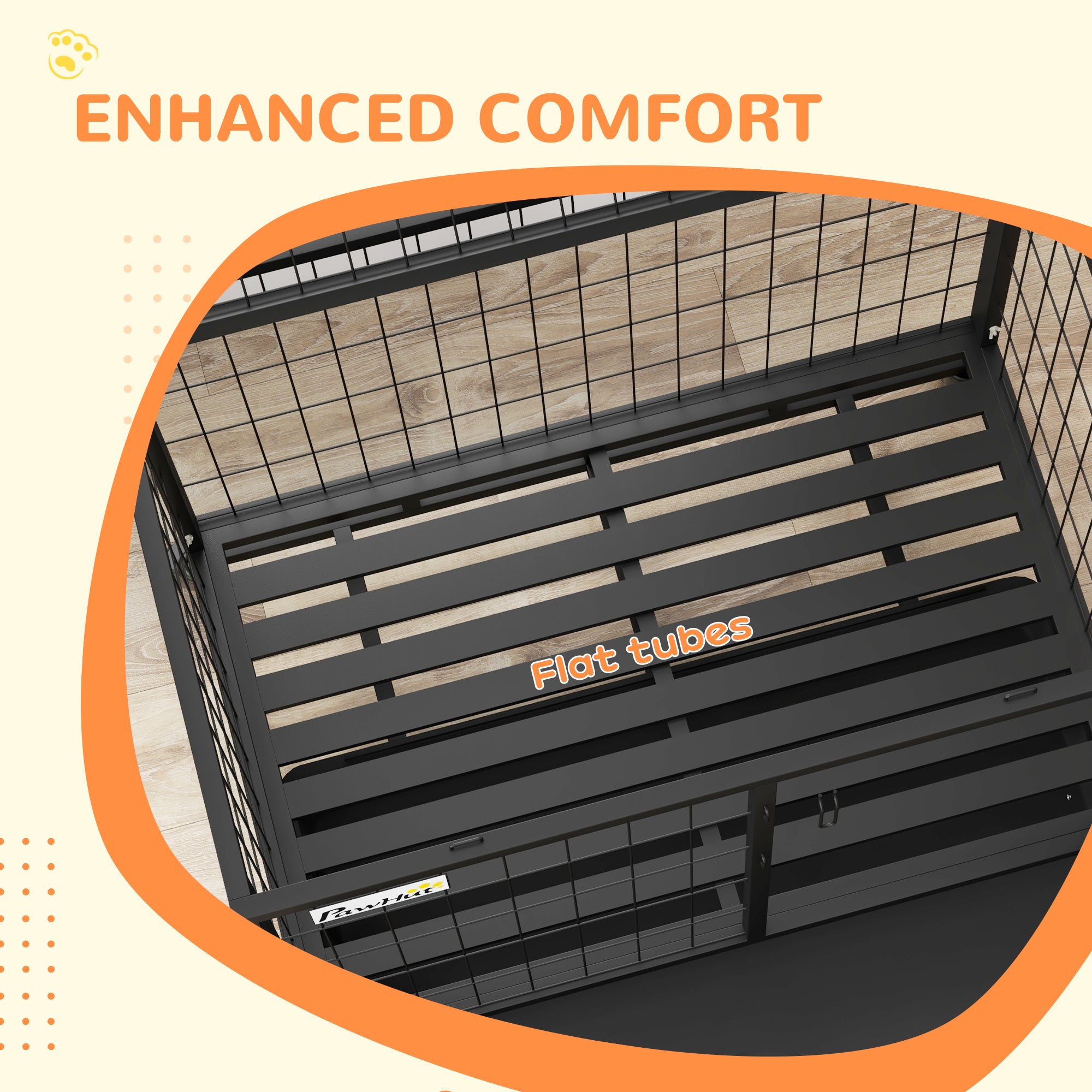 Heavy Duty Dog Crate on Wheels w/ Bowl Holder, Removable Tray, Detachable Top, Double Doors for L, XL Dogs