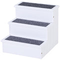 3 Step Wooden Carpeted Pet Stairs for Cats & Small Dogs with Non-Slip Carpet - White