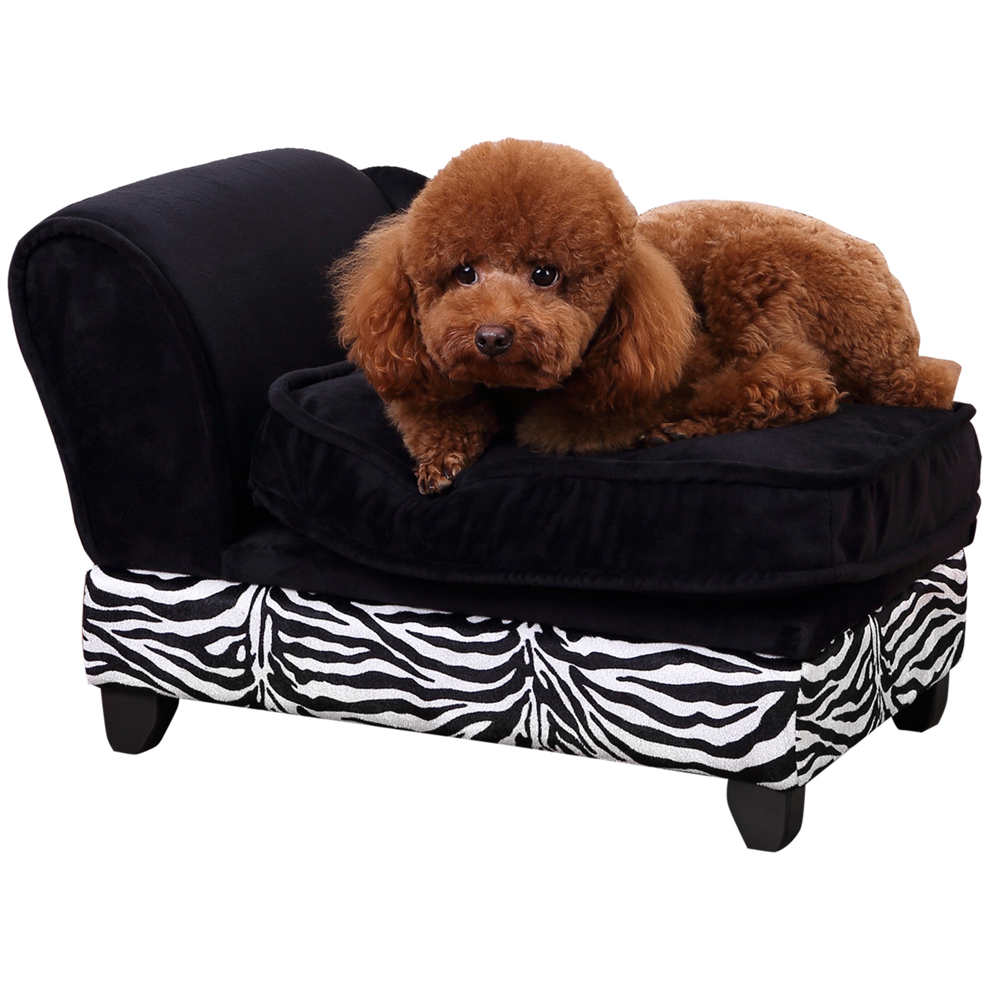 Dog Sofa Bed for XS-Sized Dogs, Pet Chair w/ Hidden Under Seat Storage, Cat Sofa Lounge w/Removable Soft Cushion, Thick Sponge, Wooden Frame