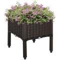 Garden Raised Bed Elevated Patio Planter Box with Self-Watering System - Brown