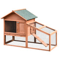 2 Tier Solid Wood Rabbit Cage with Ramp and Sliding Tray 144x64.5x100 cm - Red/Brown