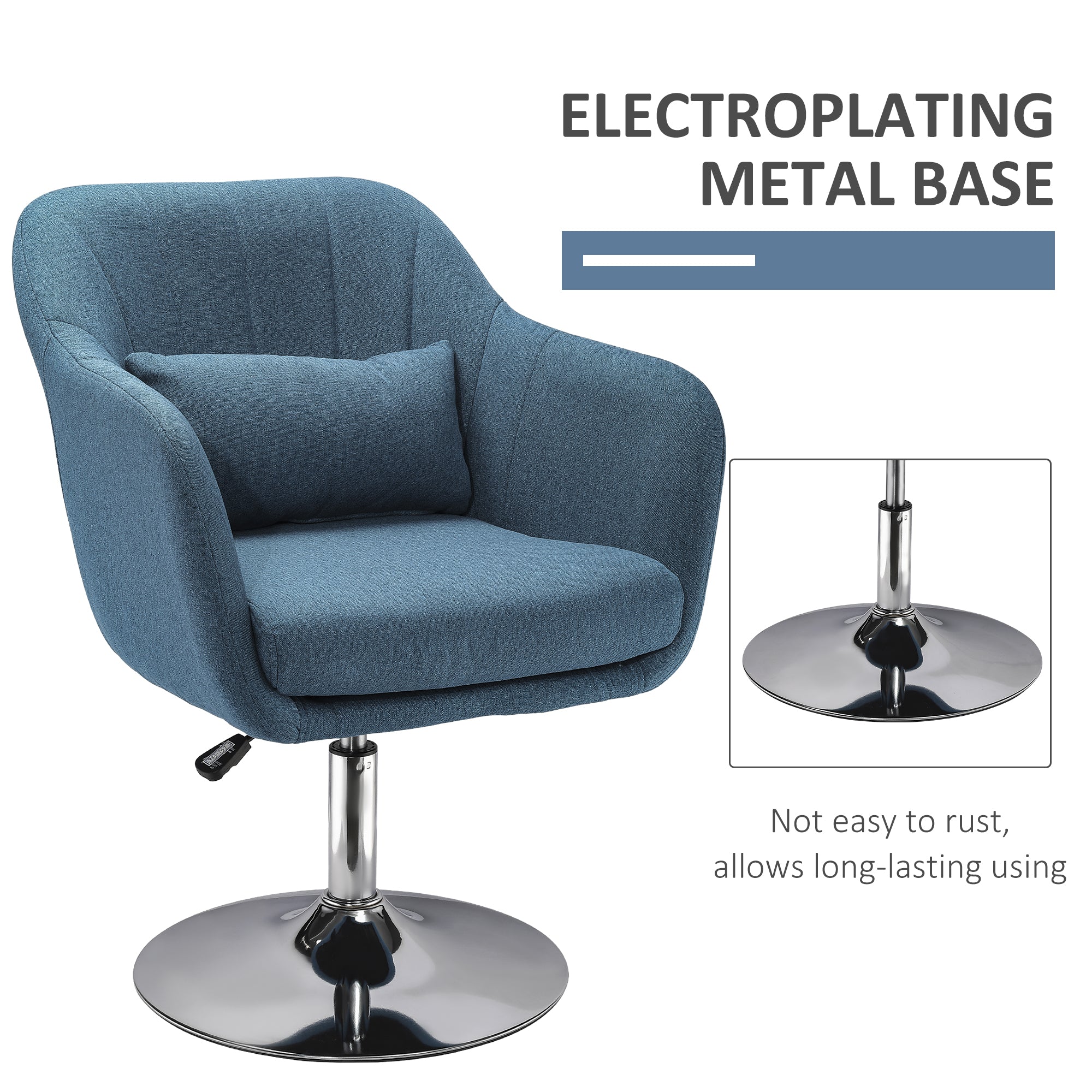 Retro Swivel Accent Chair with Adjustable Height and Lumbar Support - Beige