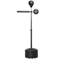 Height Adjustable Free Standing Speed Bag with Reflex Bar, Punching Pad & Suction Cup Base - Black
