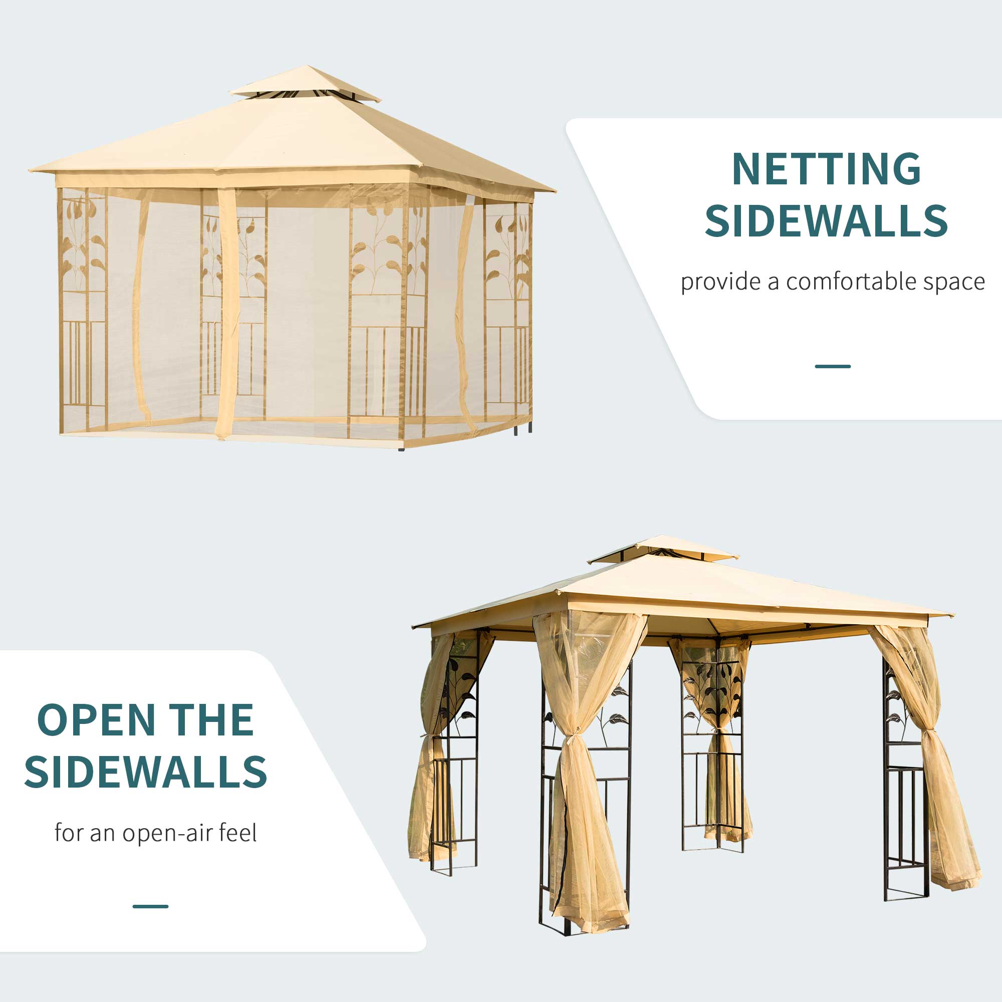 3x3 m Double Top Gazebo-Beige