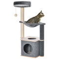 95cm Cat Tree Tower with Sisal Scratching Post, Condo & Hammock - Grey