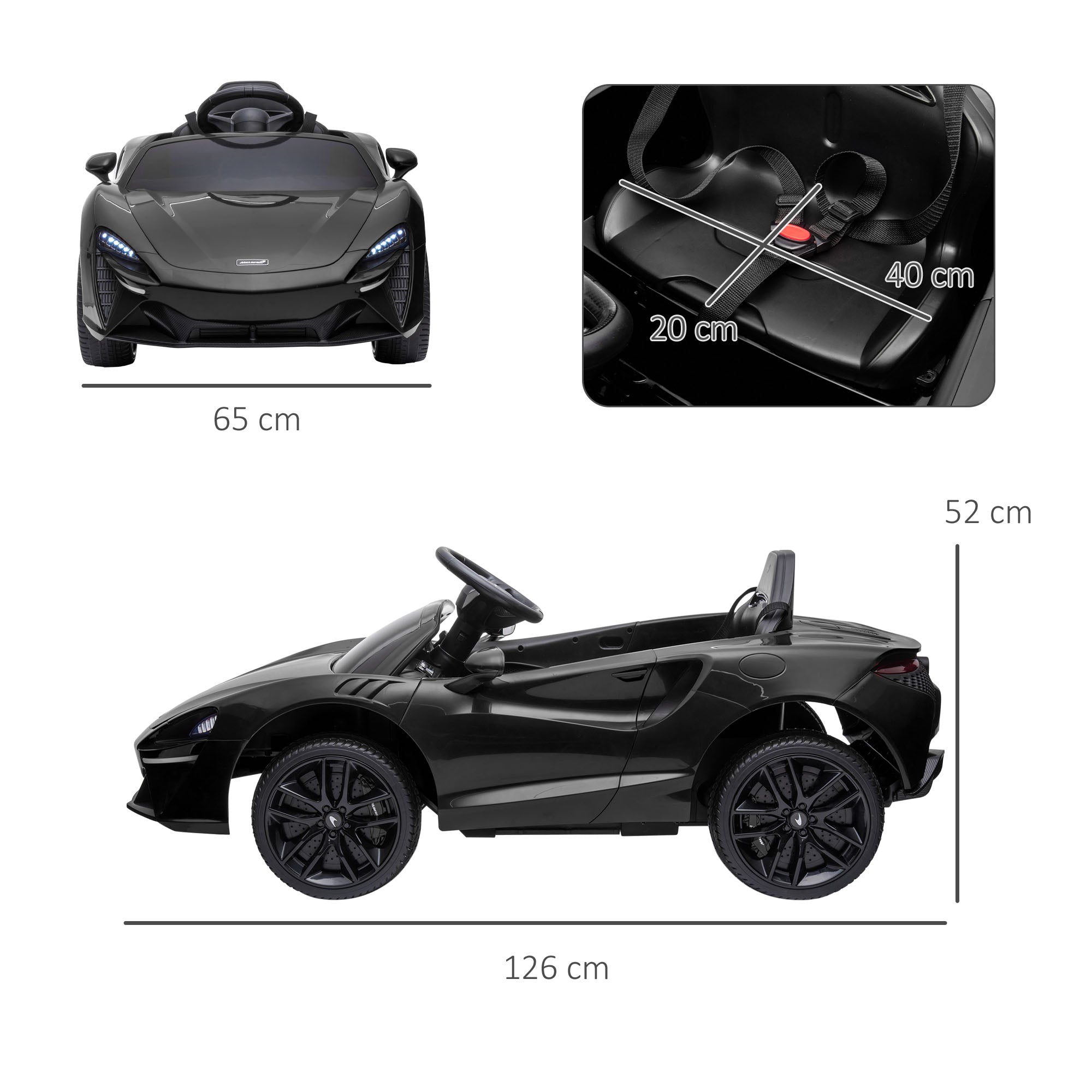 Mclaren Licensed Kids Electric Ride on Car with Butterfly Doors, 12V Powered Electric Car with Remote Control, Horn, Headlights, MP3