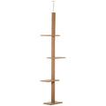 260cm Floor to Ceiling Cat Tree with 3 Perches Flannel Upholstery - Brown
