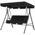 3-Seat Garden Swing Chair with Adjustable Canopy for Patio - Black