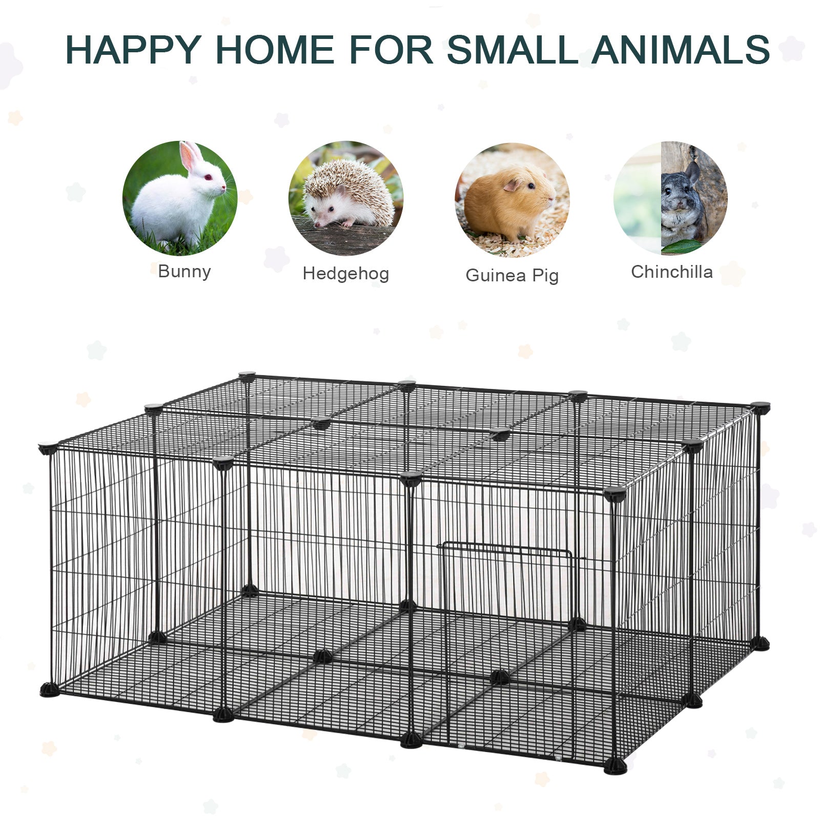 Pet Playpen DIY Small Animal Cage Metal Fence with Door, 22 Pieces, for Bunny Chinchilla Hedgehog Guinea Pig