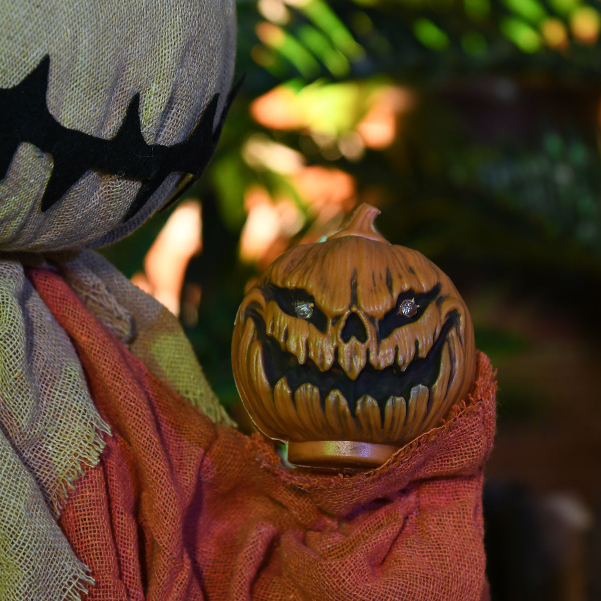 80cm Halloween Scarecrow Decoration with Light-Up Eyes and Sound Activation - Multi-Coloured