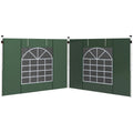 Set of 2 Gazebo Side Panels with Windows and Zipped Doors for 3x3/3x6m Canopy - Green