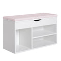 Wooden Shoe Rack Bench with Hidden Storage and Padded Seat, 80x30x47 cm - White