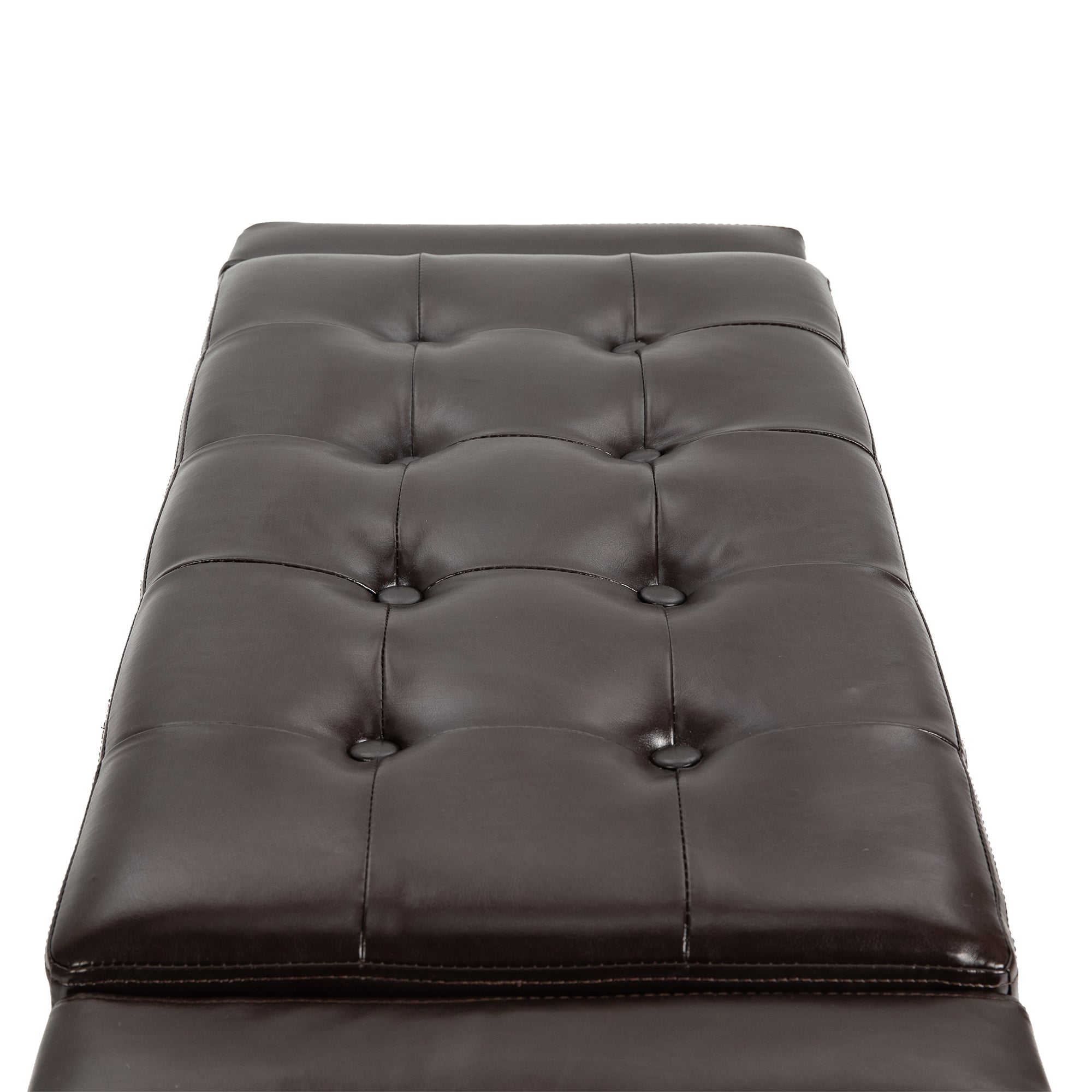 PU Leather Upholstered Lift-Top Tufted Ottoman Brown